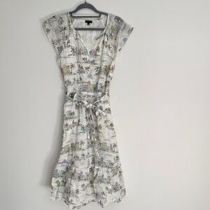 Lightweight tropic print Printed Tie-Waist Dress